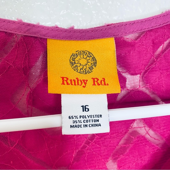 Ruby Rd. Cotton Blend Artsy Coastal Grandma Sheer Patchwork Buttoned Top 16 - Picture 8 of 8